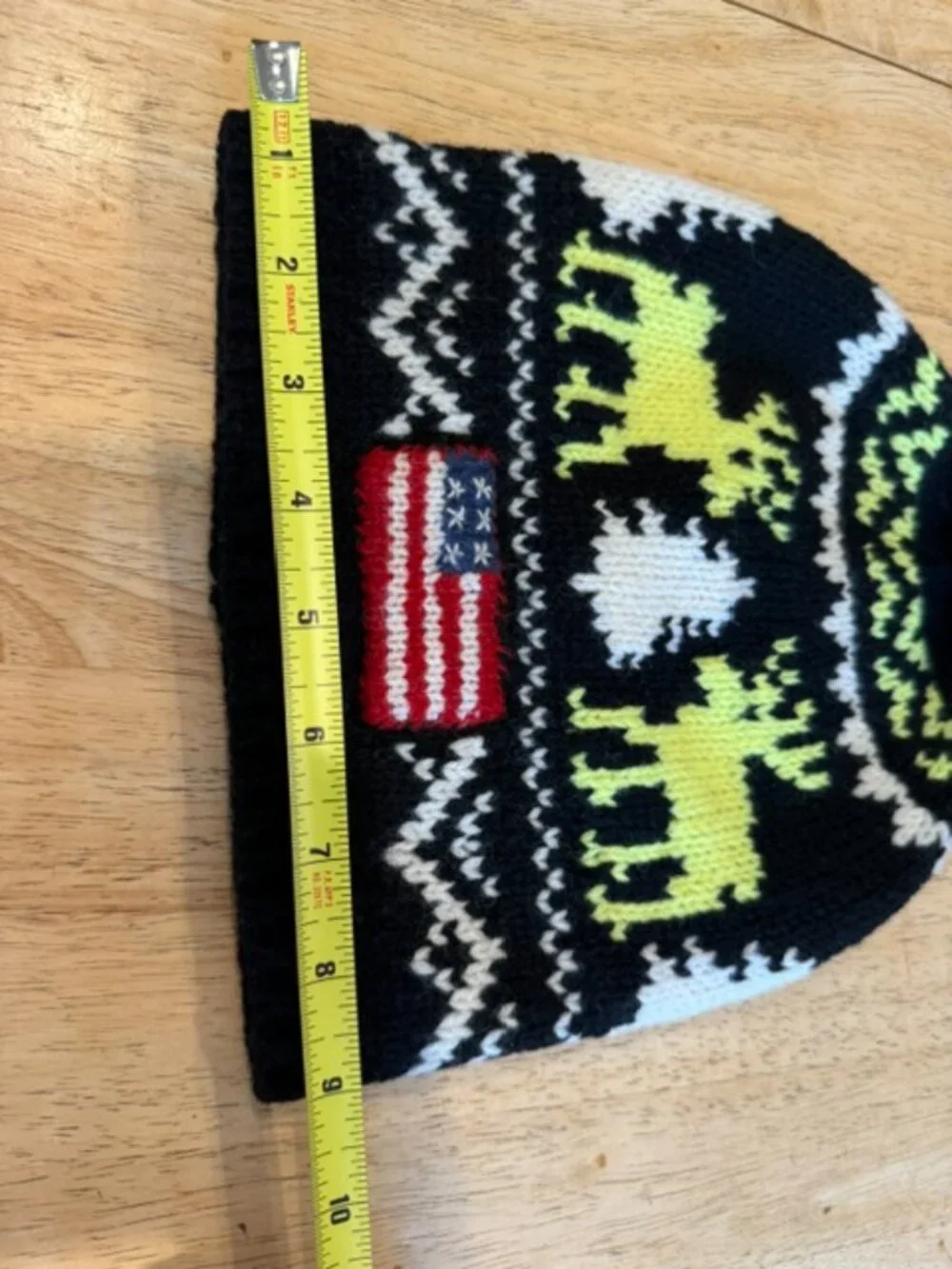 NWT Polo Ralph Lauren Holiday Fair Isle Moose Pom Beanie Hat OS Black